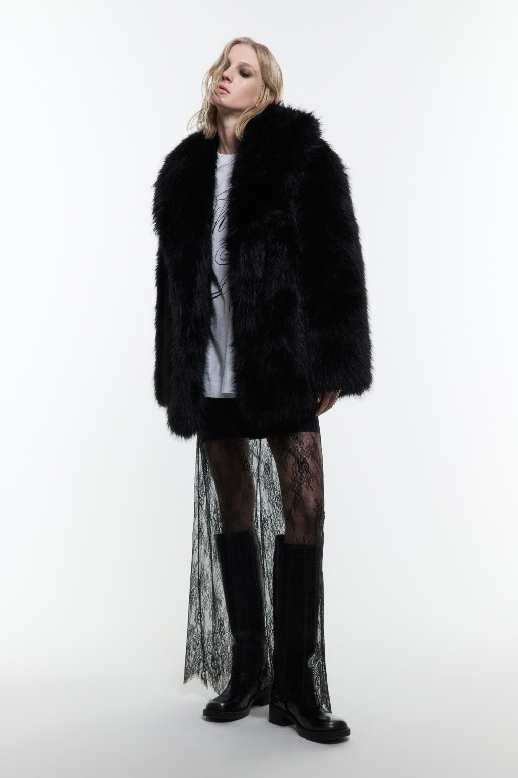 Юбка макси кружевная с короткой подкладкой - цвет черный - 7