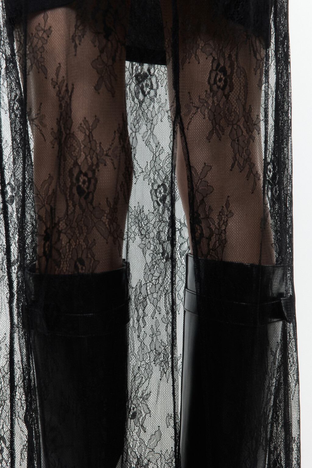 Юбка макси кружевная с короткой подкладкой - цвет черный - 9