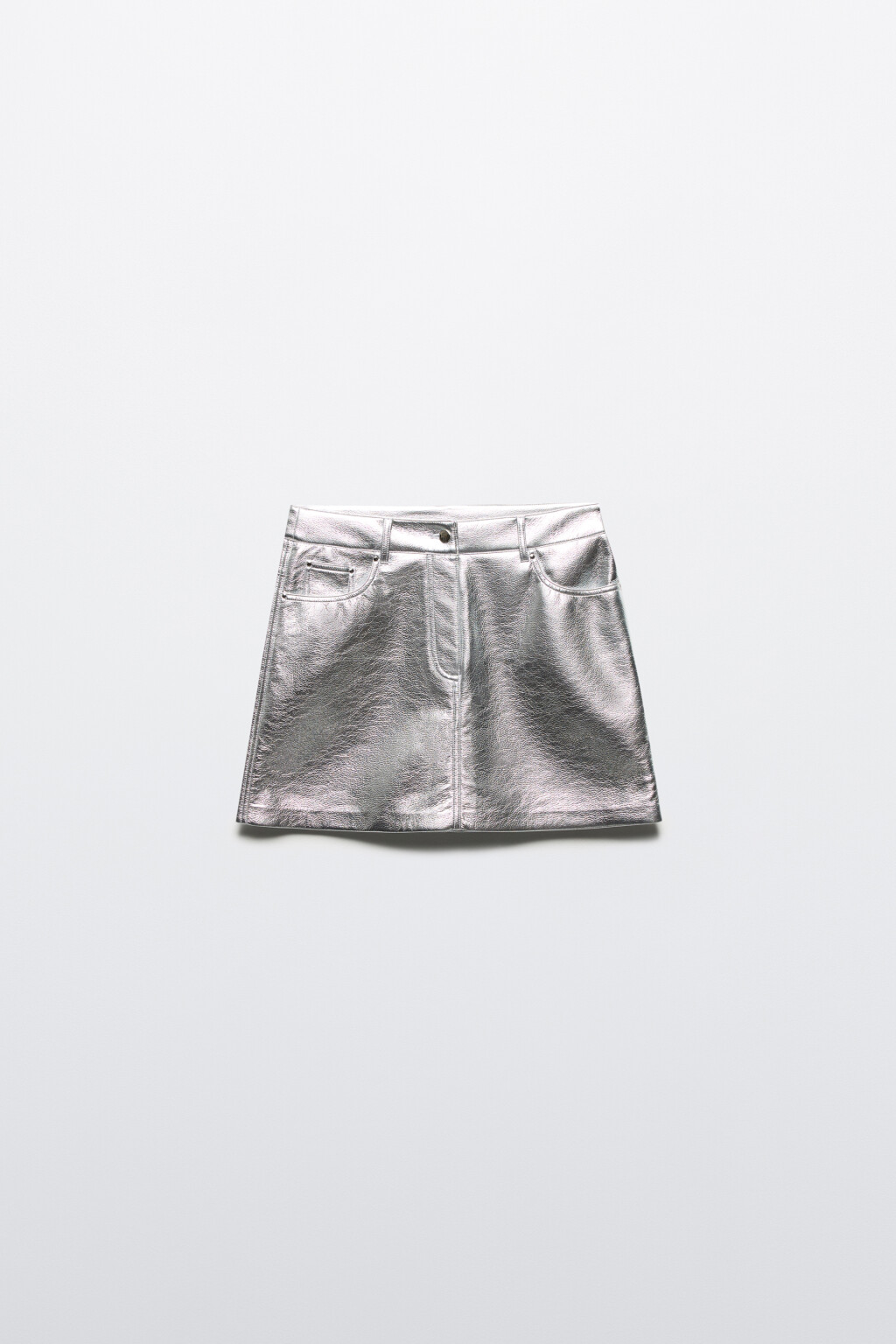 Юбка мини прямая серебристая - цвет серый - 9
