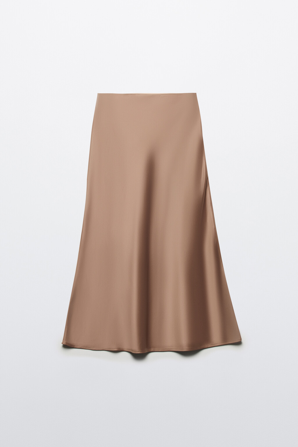 Юбка-трапеция макси атласная - цвет коричневый - 9