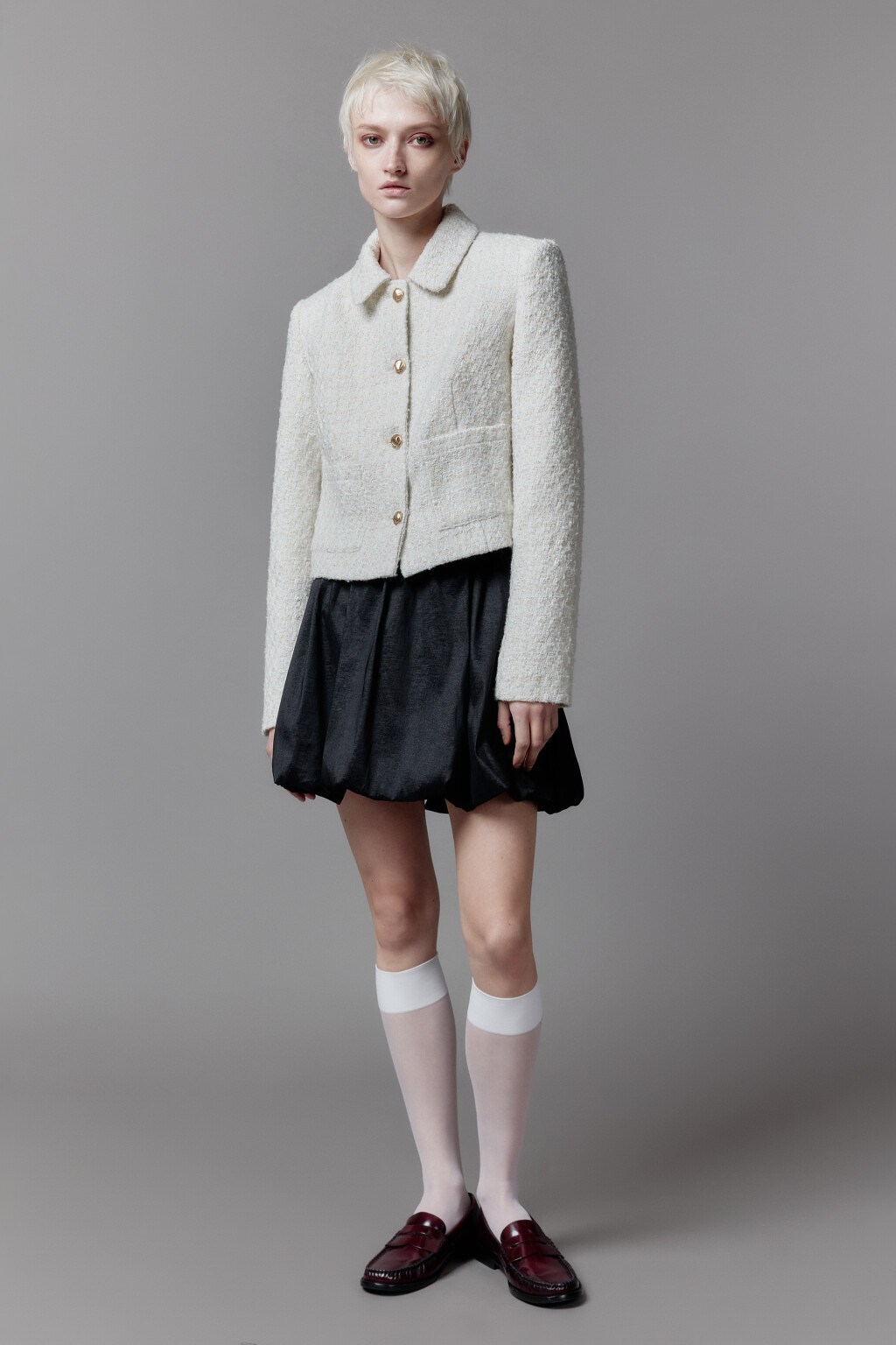 Юбка-баллон мини с поясом на завязках - цвет черный - 5