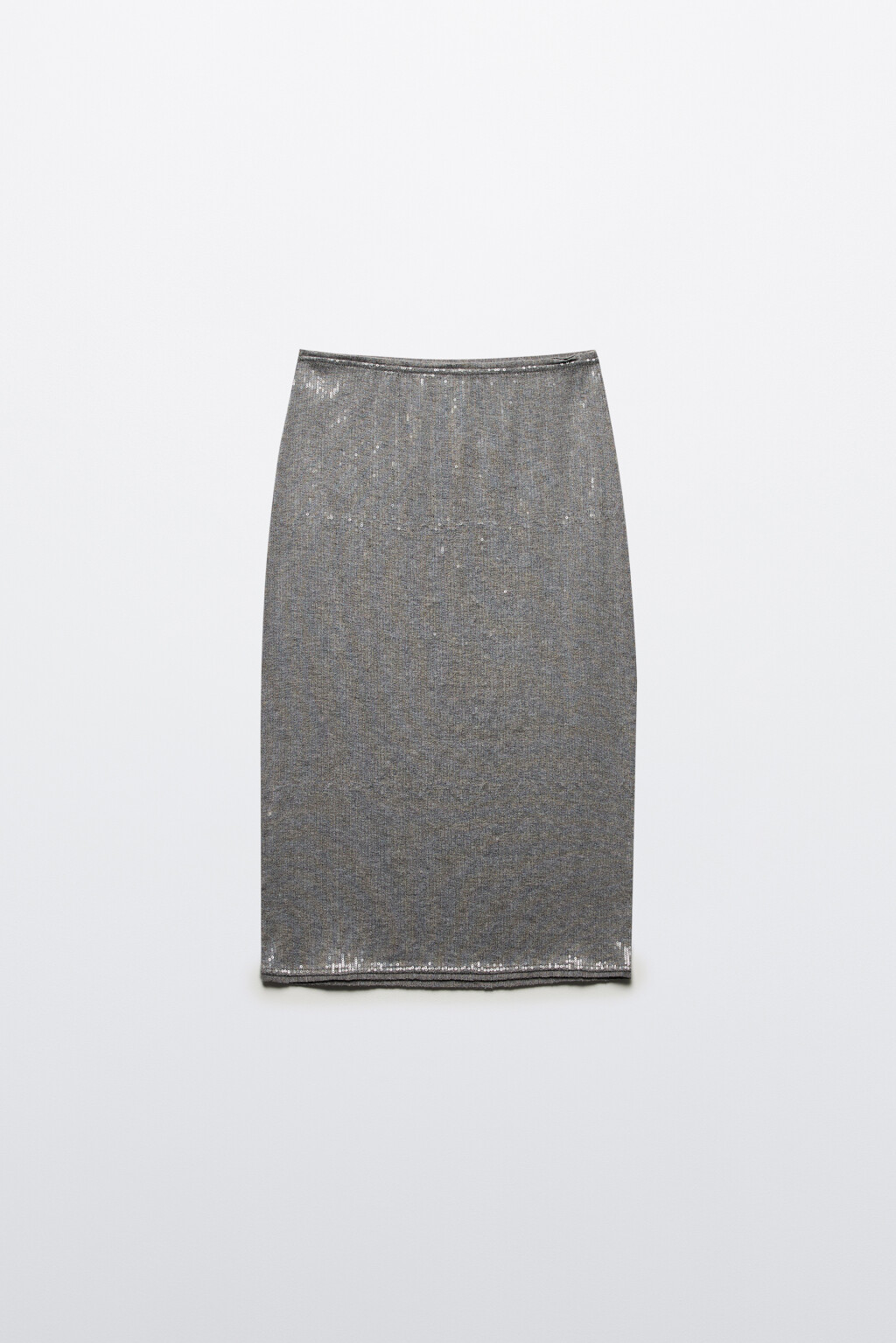 Юбка миди прямая трикотажная с пайетками - цвет серый - 10