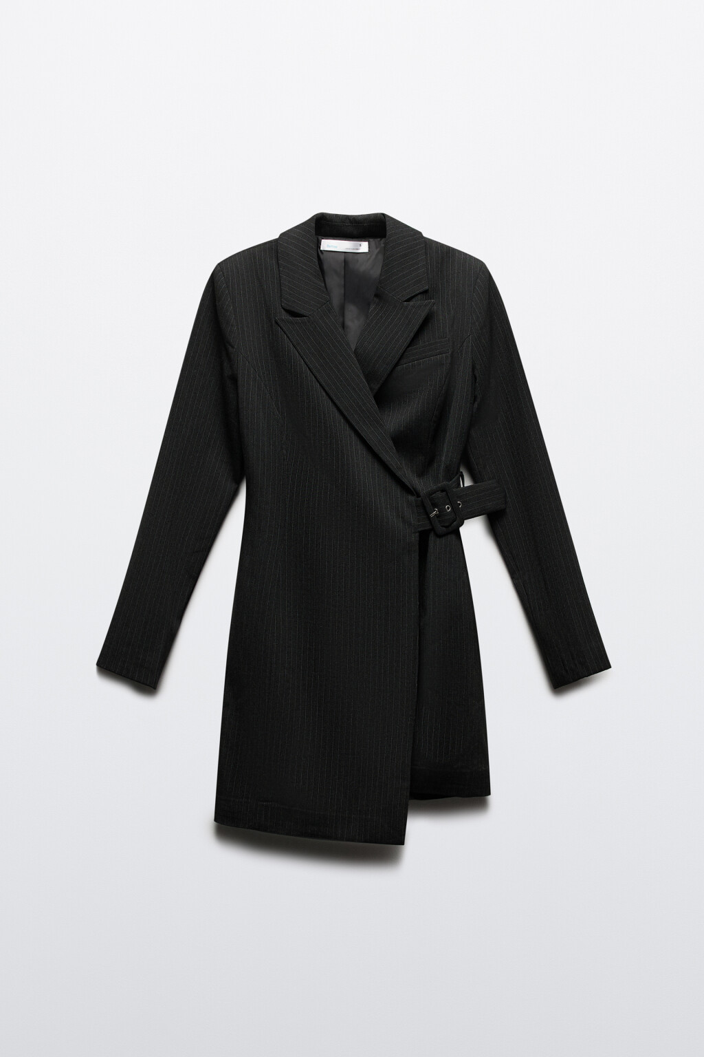 Платье-пиджак мини на запах с ремешком - цвет серый - 9