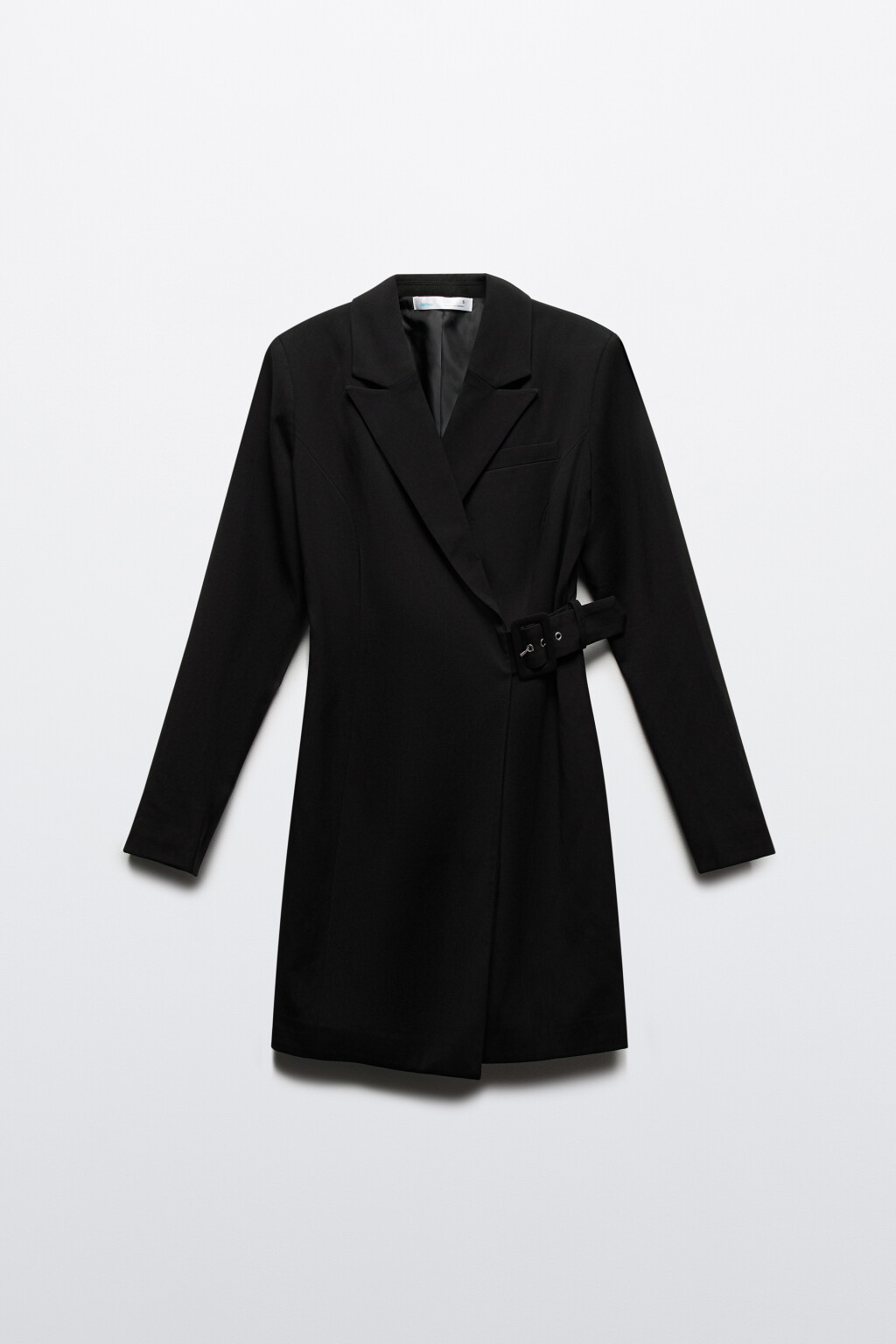 Платье-пиджак мини на запах с ремешком - цвет черный - 8