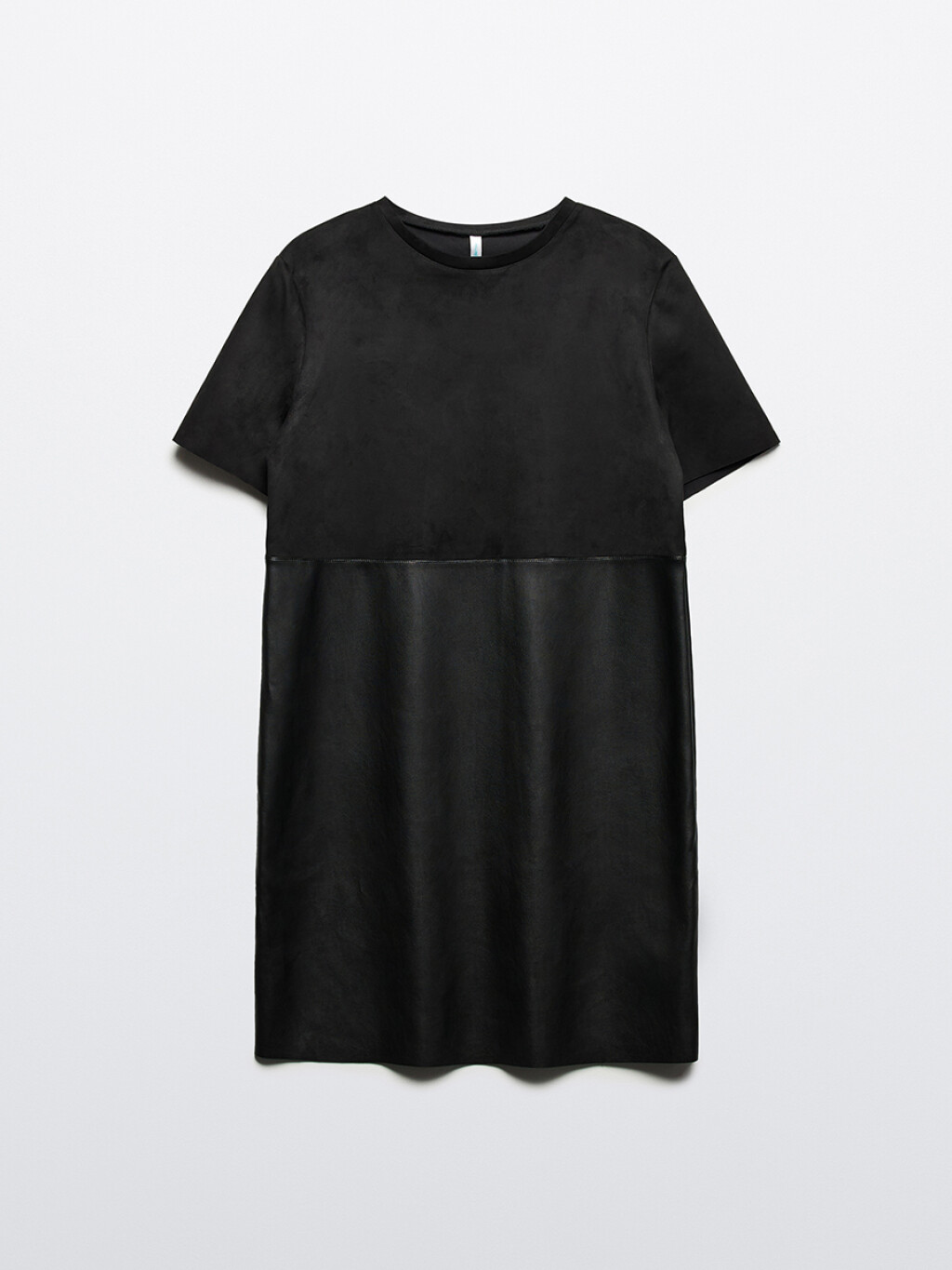 Платье мини из искусственной кожи и замши - цвет черный - 8