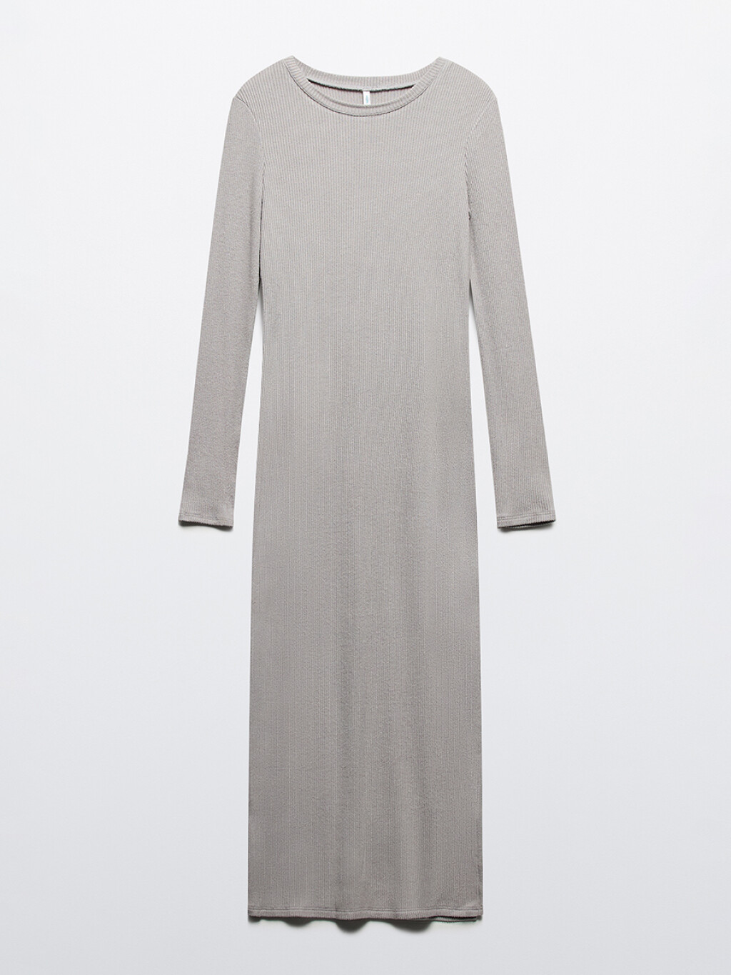 Платье-лапша миди в рубчик с разрезами - цвет серый - 9