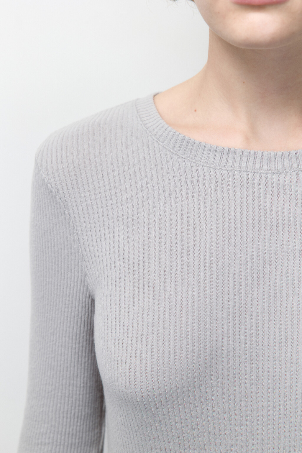 Платье-лапша миди в рубчик с разрезами - цвет серый - 6