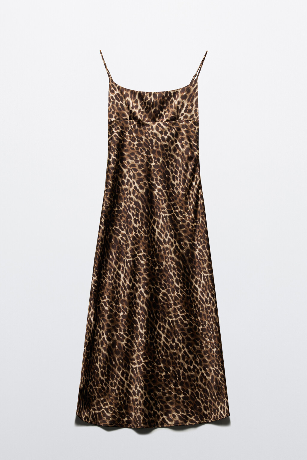 Платье-комбинация миди атласное на бретельках - цвет бежевый - 10