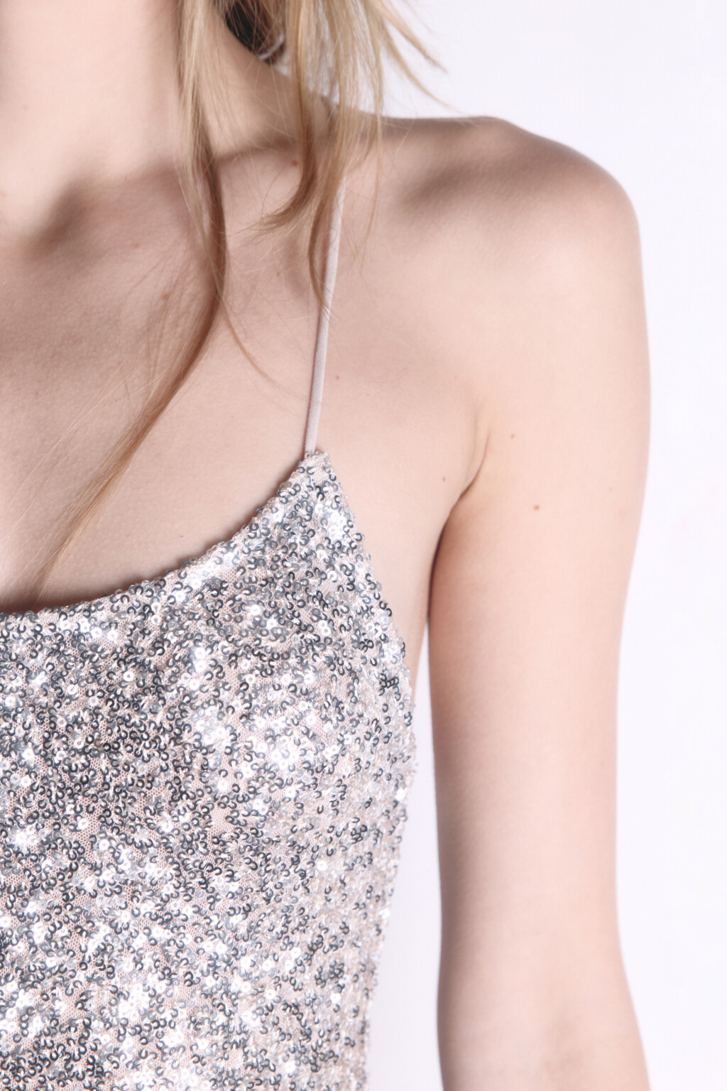 Платье миди облегающее из сетки с пайетками - цвет серый - 7