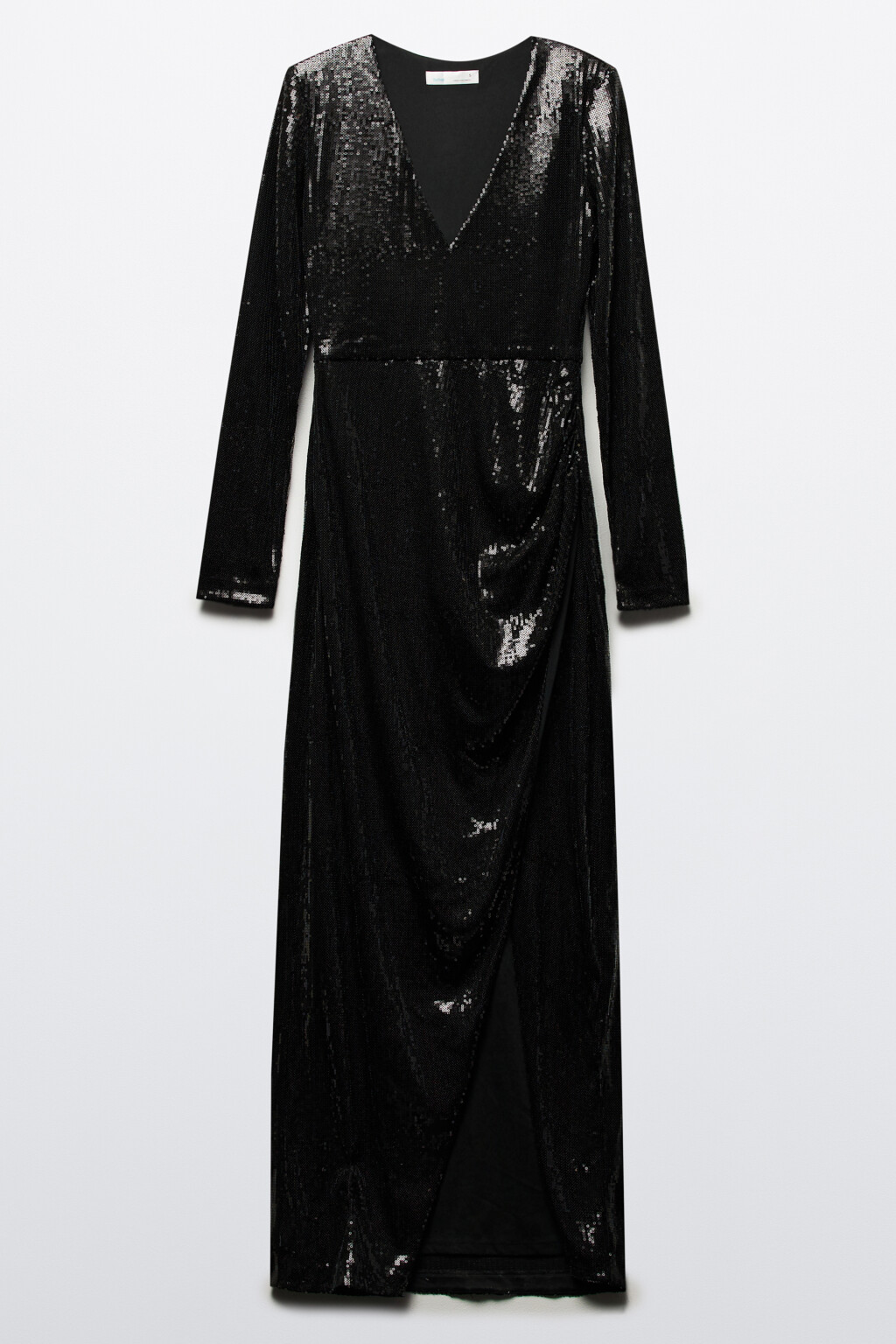 Платье макси приталенное с пайетками и разрезом - цвет черный - 13