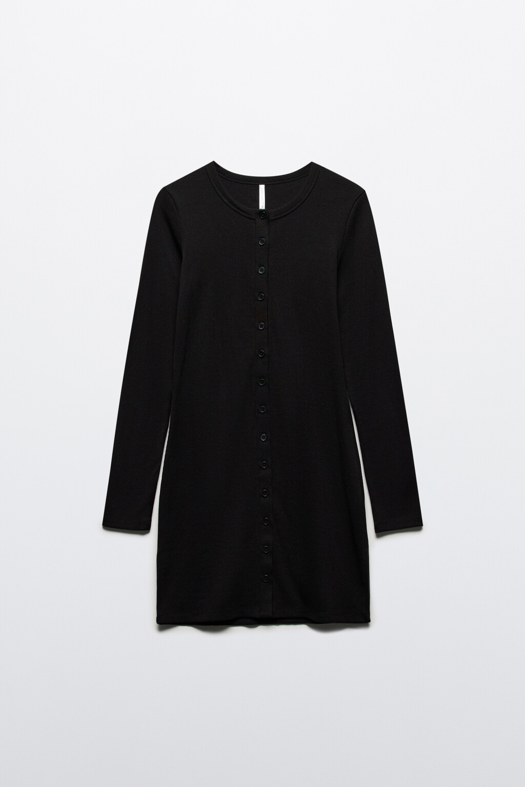 Платье мини трикотажное на пуговицах - цвет черный - 8