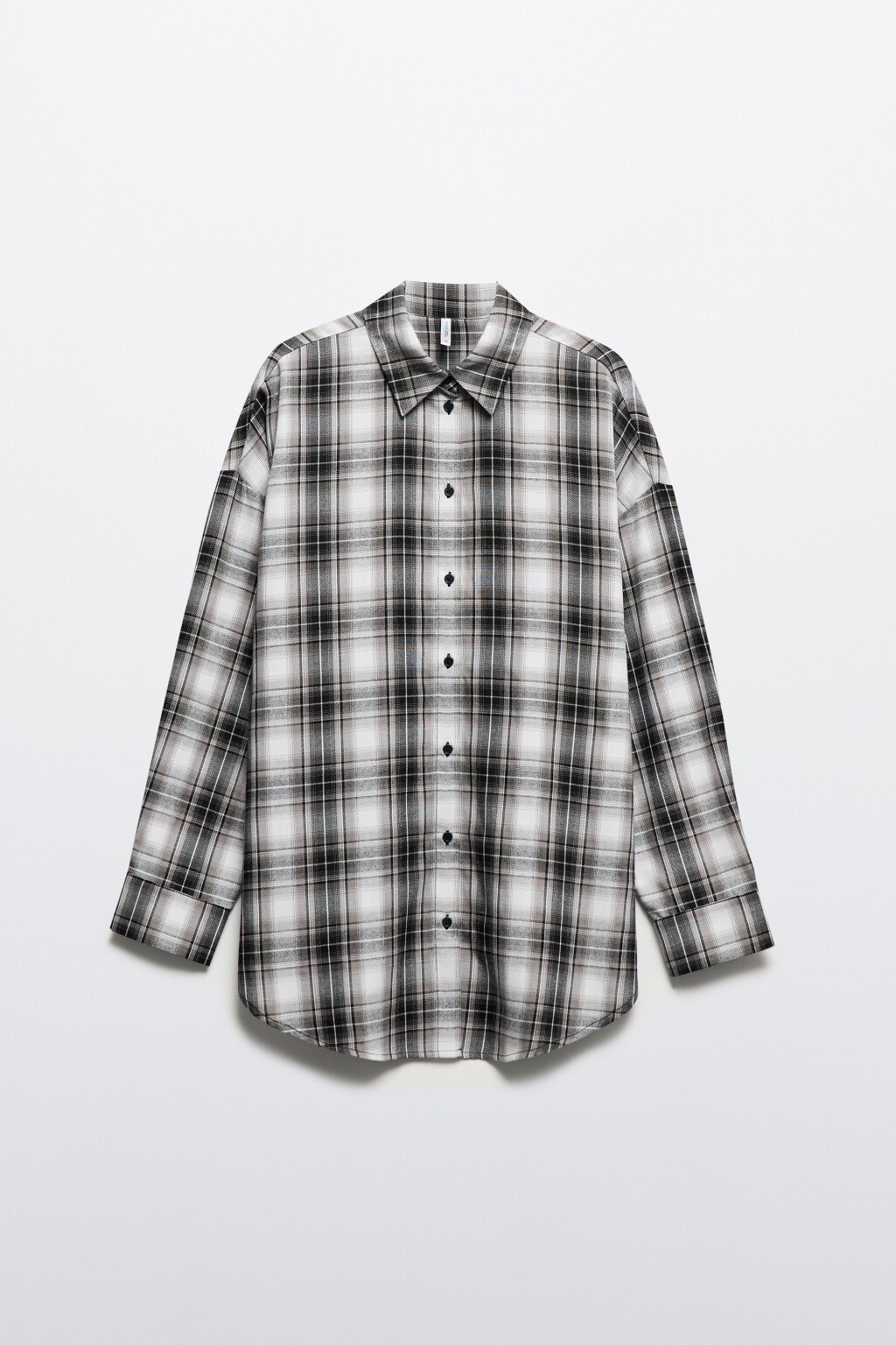 Рубашка oversize с принтом в черно-белую клетку - цвет черный - 8