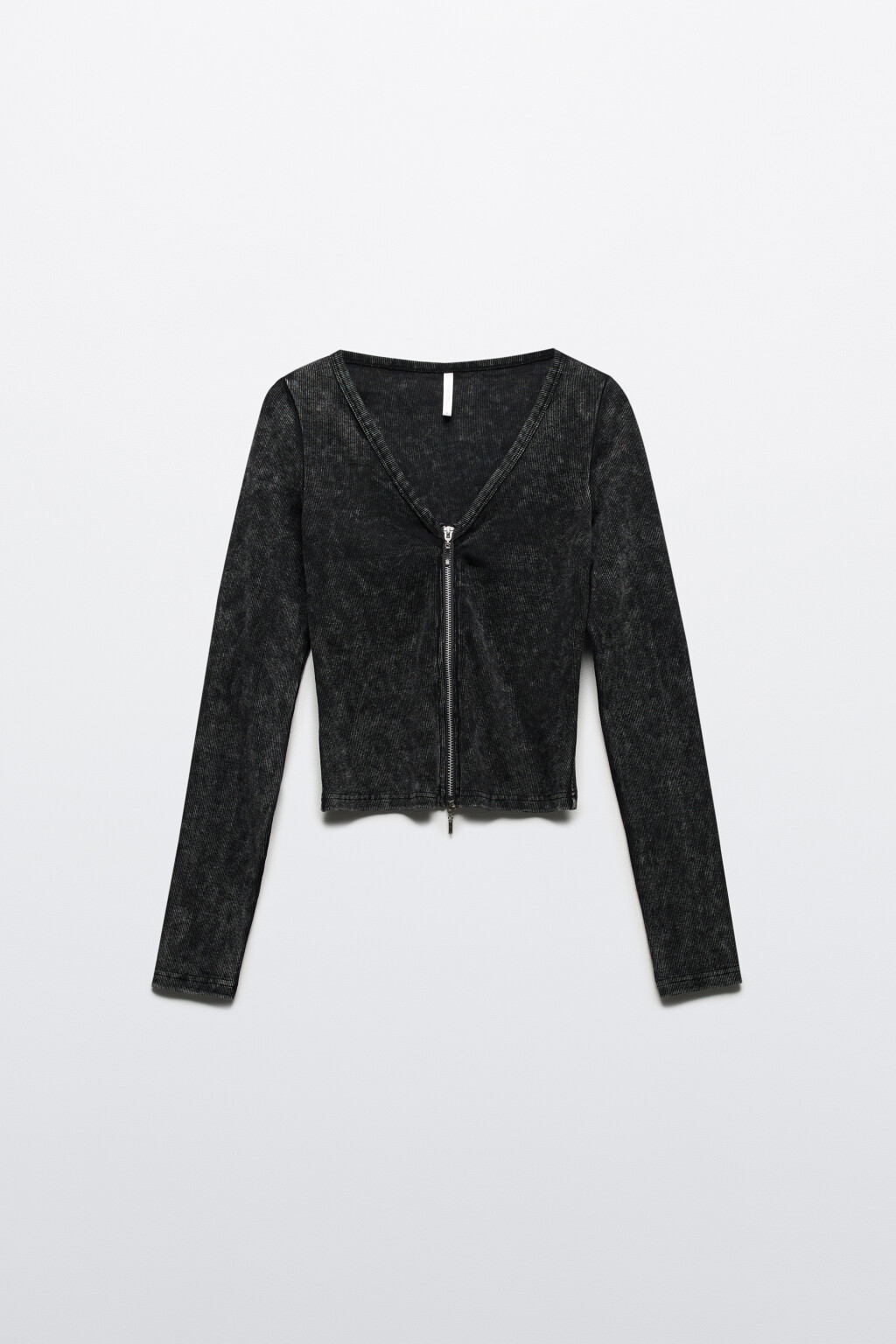 Лонгслив на молнии с вареным эффектом - цвет серый - 8