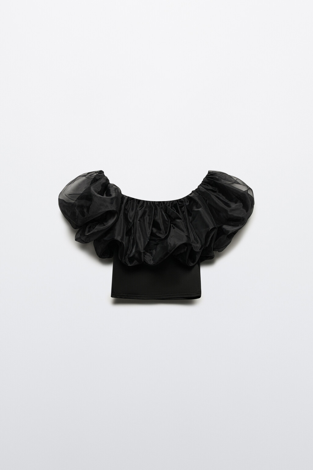 Топ off-shoulders с пышным лифом из органзы - цвет черный - 10