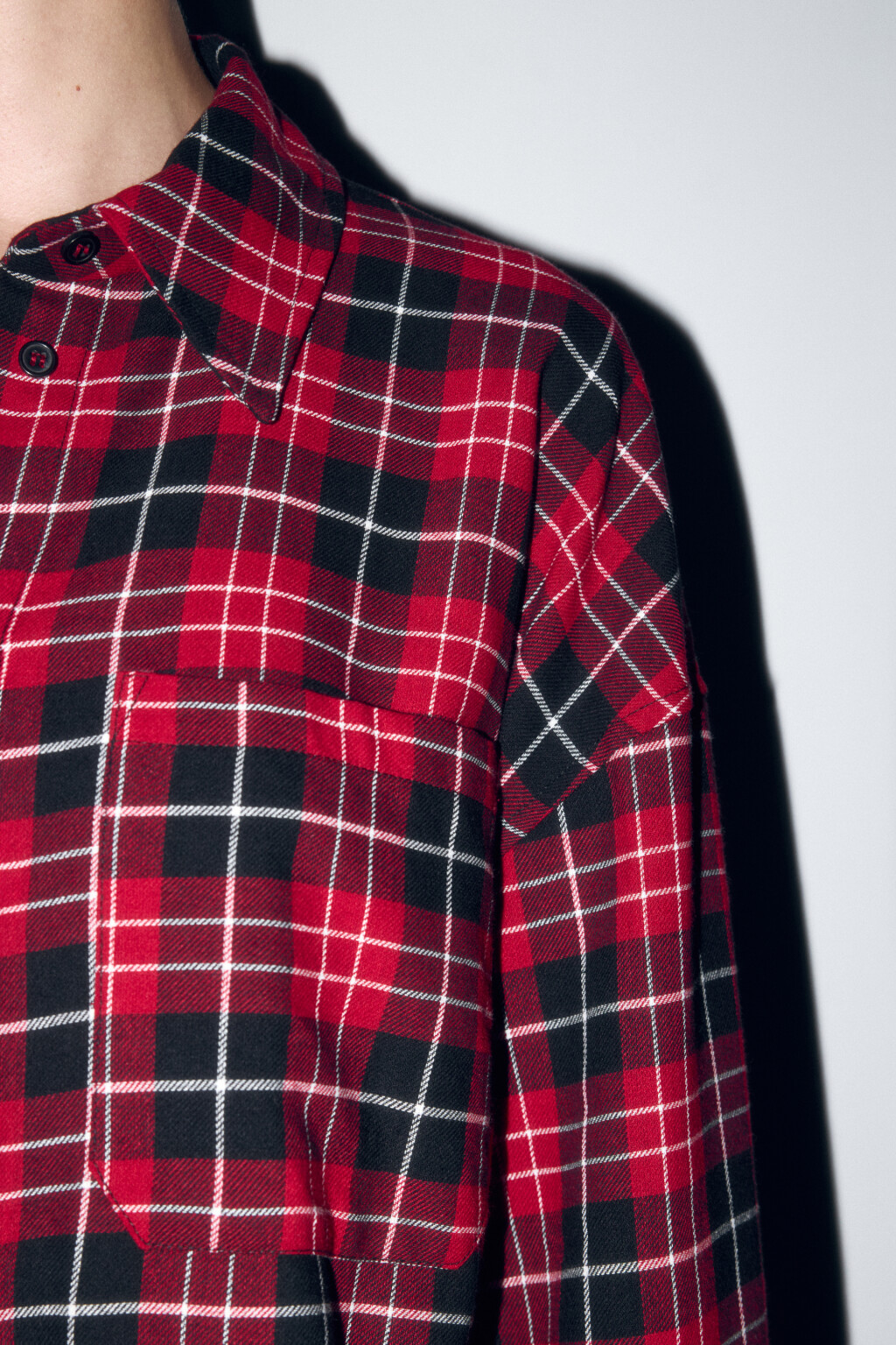 Рубашка оверсайз хлопковая в клетку - цвет красный - 7