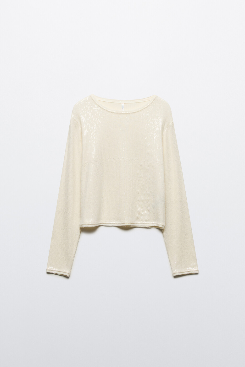 Лонгслив трикотажный с прозрачными пайетками - цвет бежевый - 9