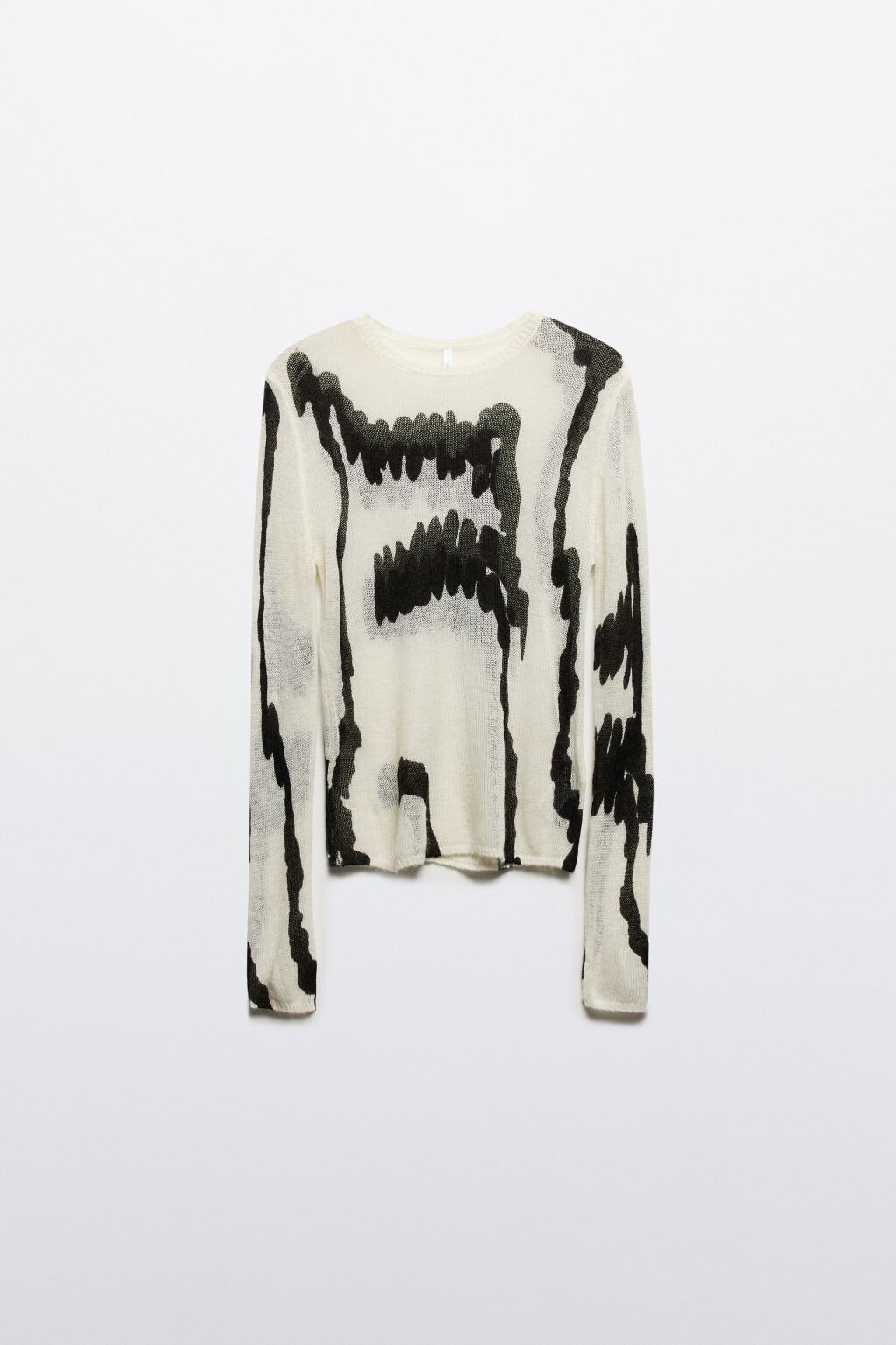 Джемпер тонкой вязки с принтом-абстракцией - цвет молочный - 8