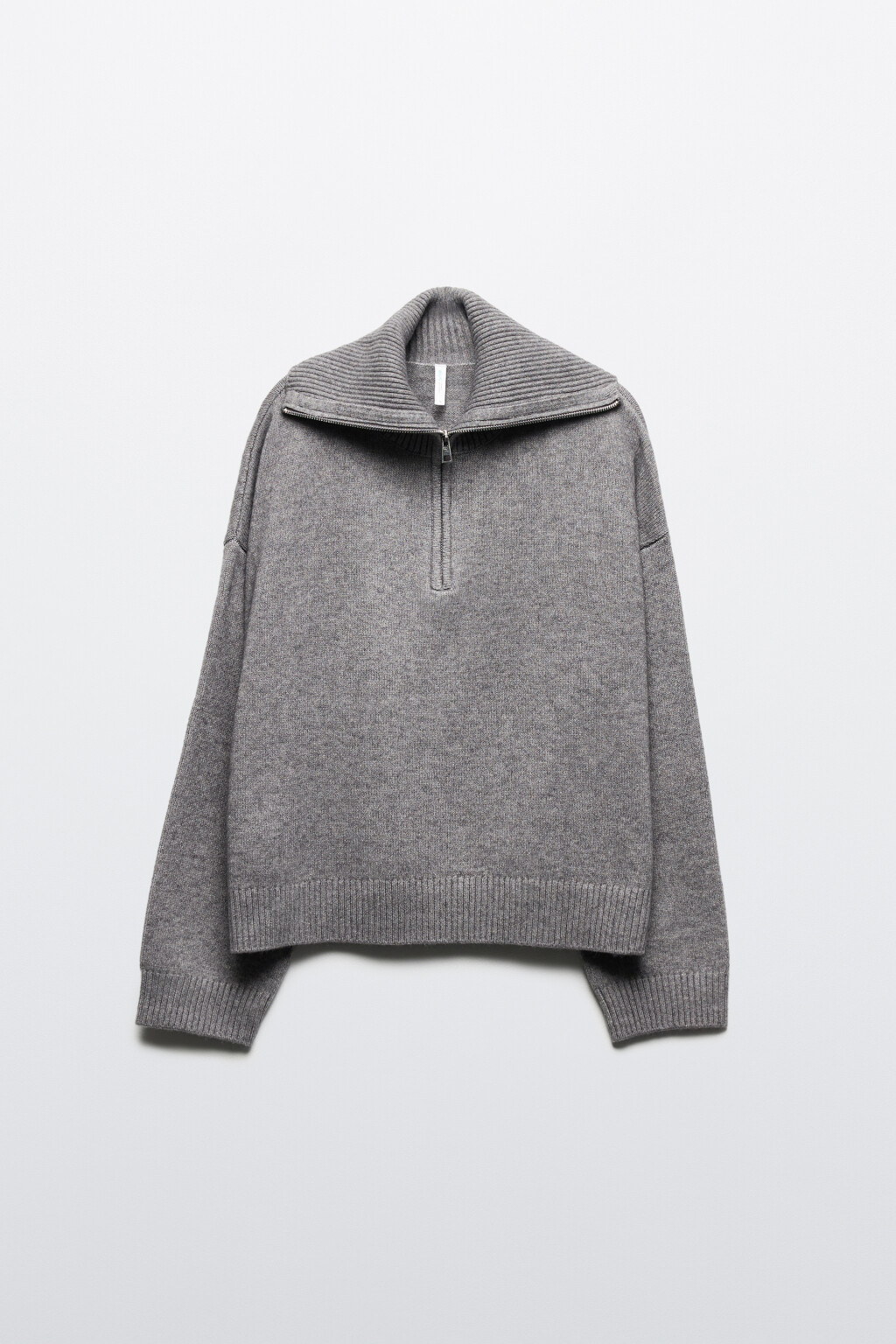 Джемпер вязаный с воротником на молнии - цвет серый - 8