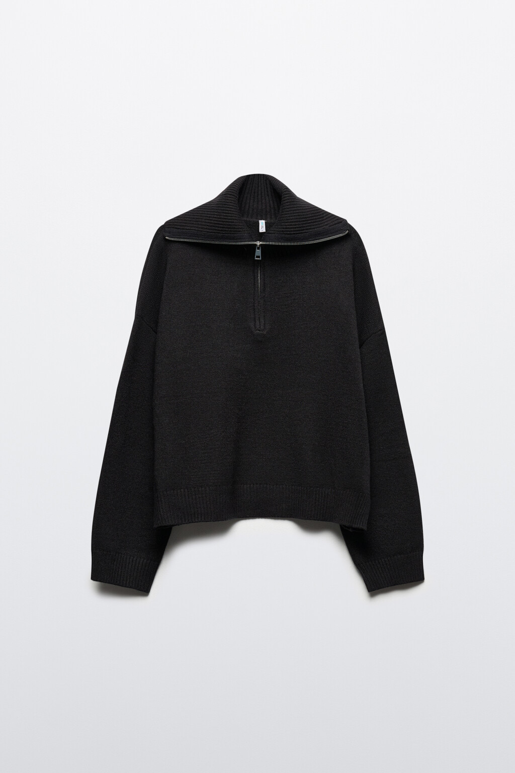 Джемпер вязаный с воротником на молнии - цвет черный - 9