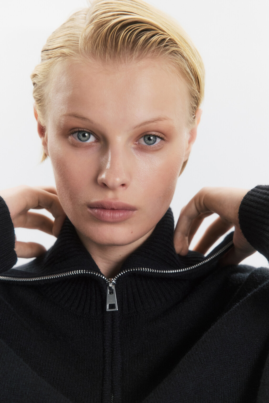 Джемпер вязаный с воротником на молнии - цвет черный - 8