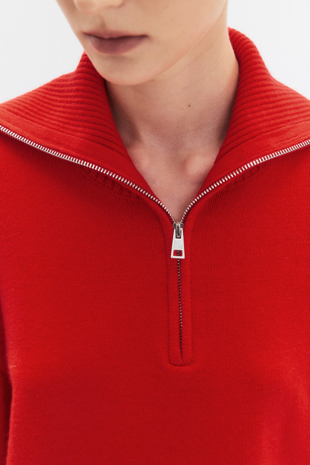 Джемпер вязаный с воротником на молнии - цвет красный - 7