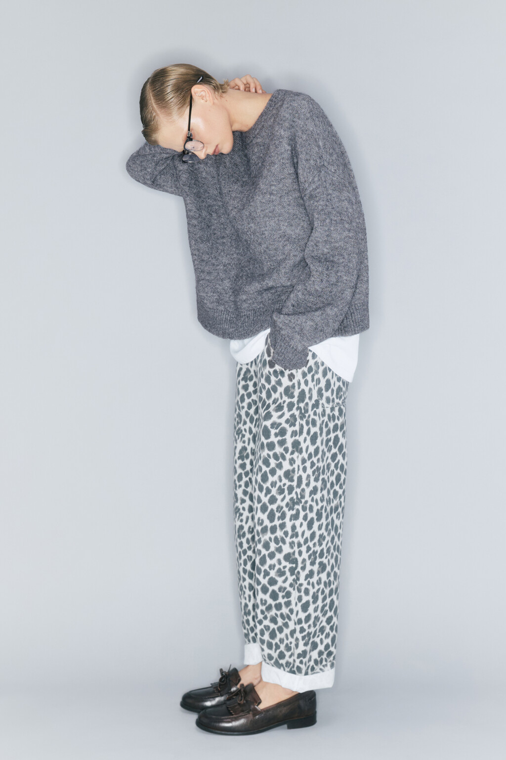 Джемпер толстой вязки с шерстью - цвет серый - 3