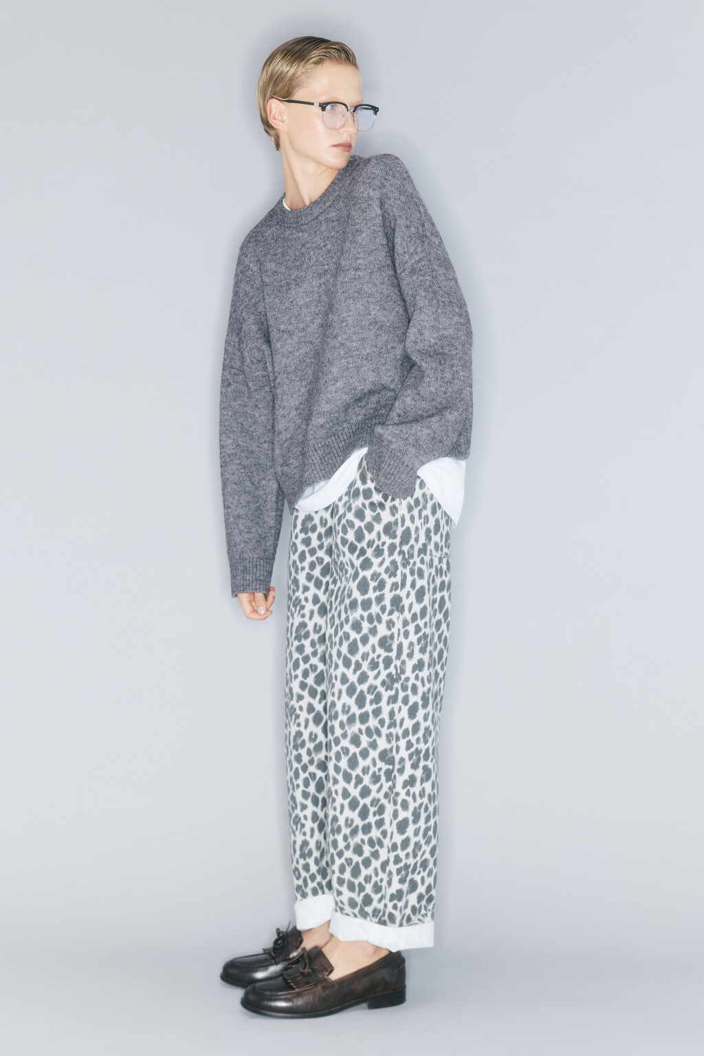Джемпер толстой вязки с шерстью - цвет серый - 2