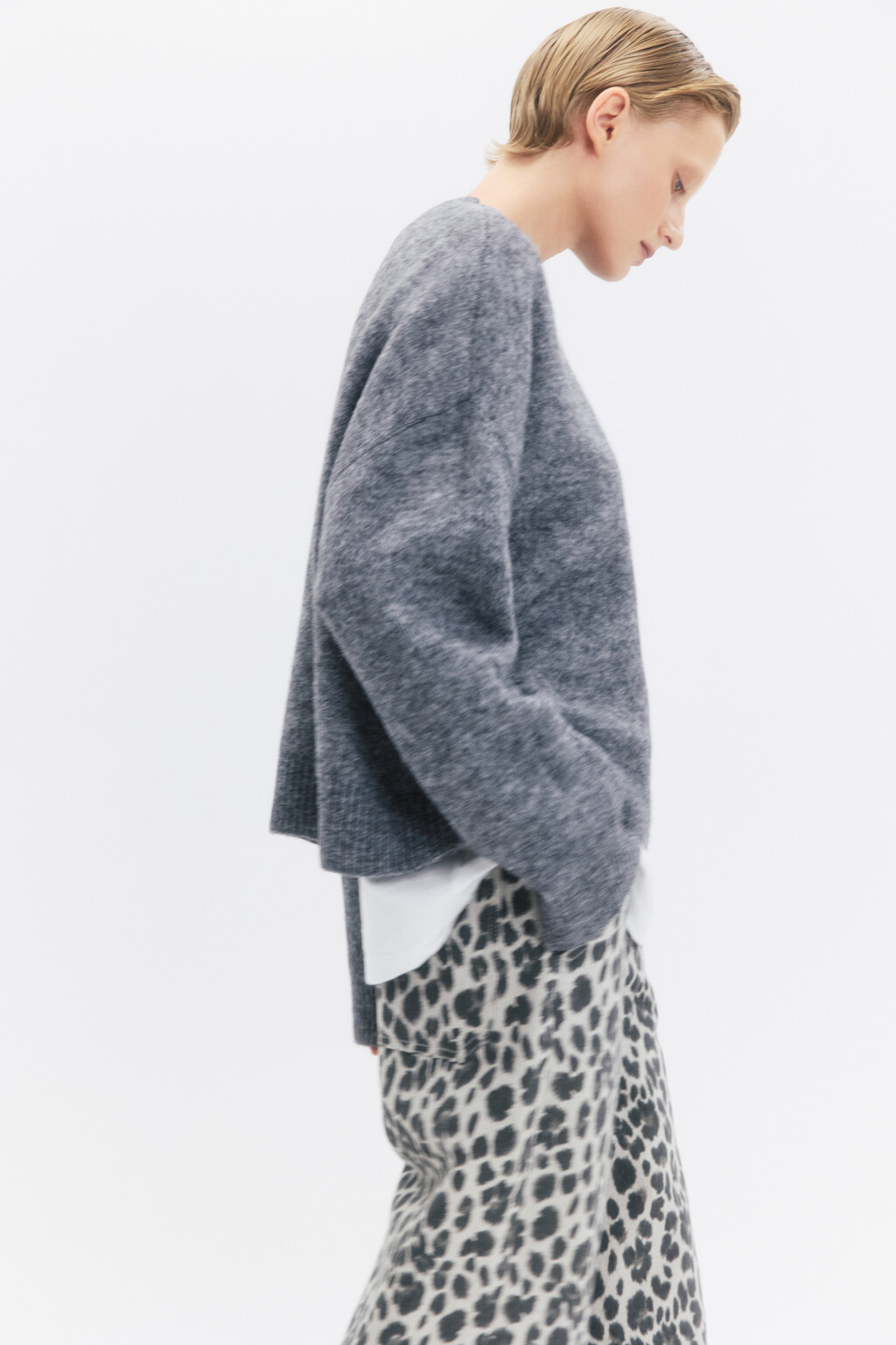 Джемпер толстой вязки с шерстью - цвет серый - 4