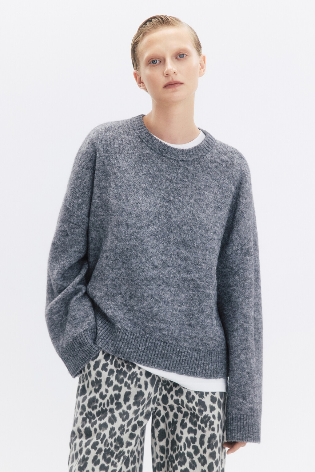 Джемпер толстой вязки с шерстью - цвет серый - 5