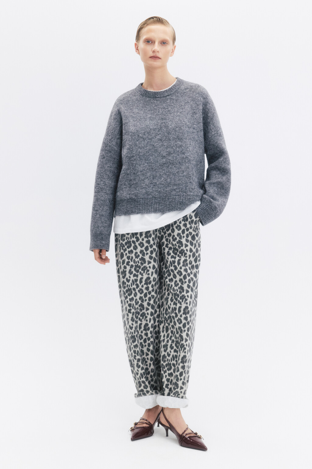 Джемпер толстой вязки с шерстью - цвет серый - 9