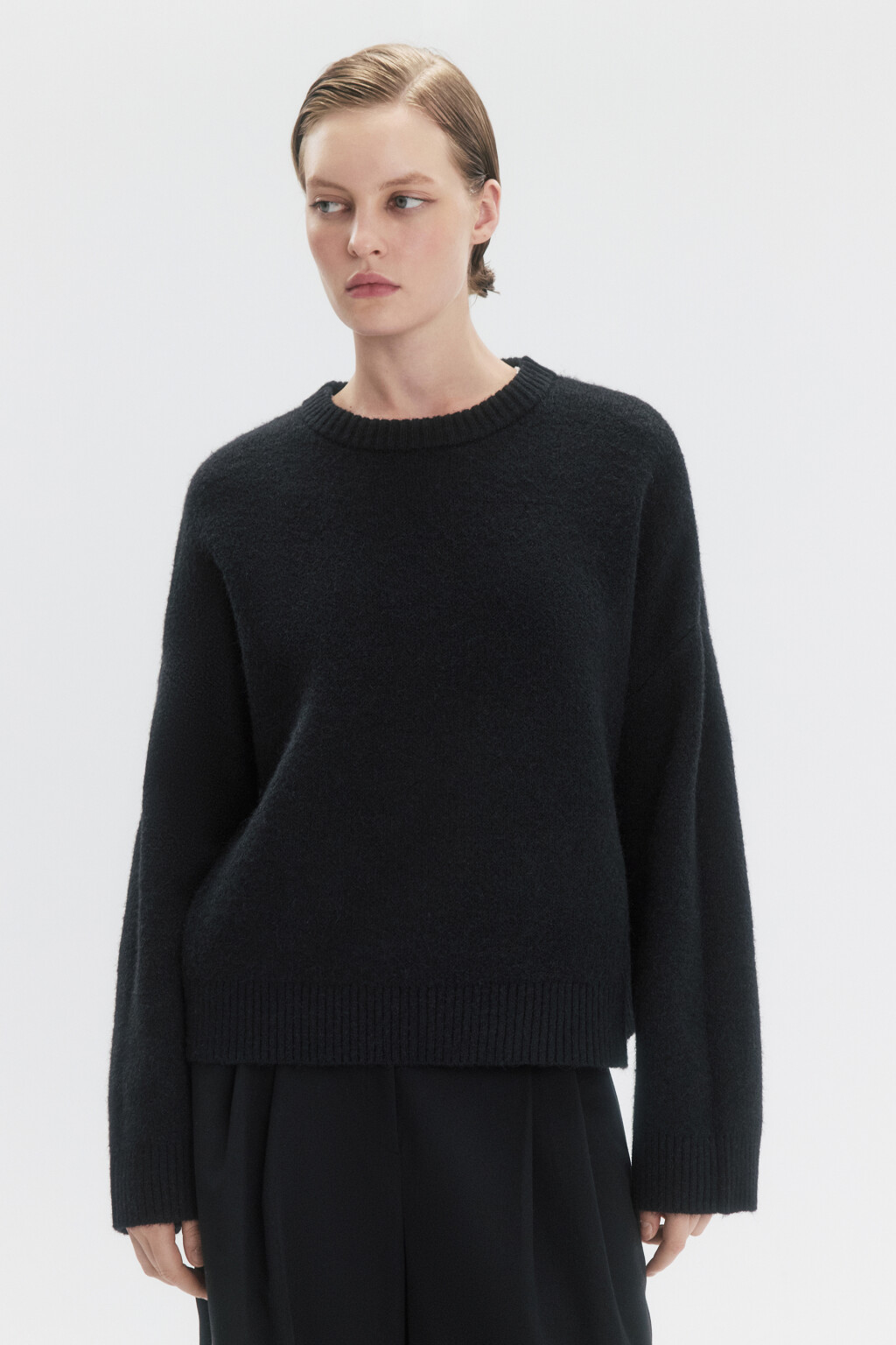 Джемпер толстой вязки с шерстью - цвет черный - 2