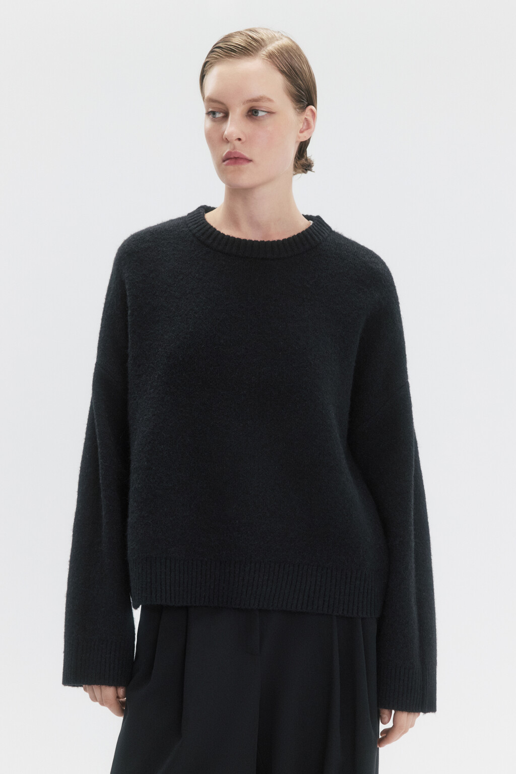 Джемпер толстой вязки с шерстью - цвет черный - 3