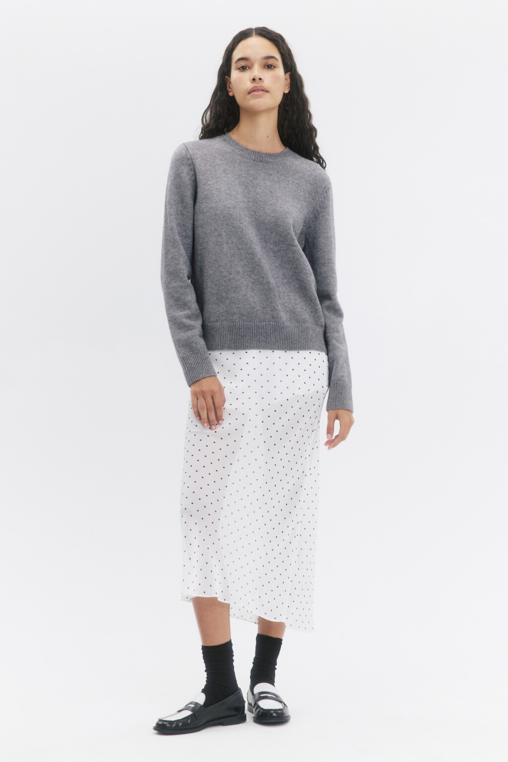 Джемпер вязаный свободного кроя - цвет серый - 4