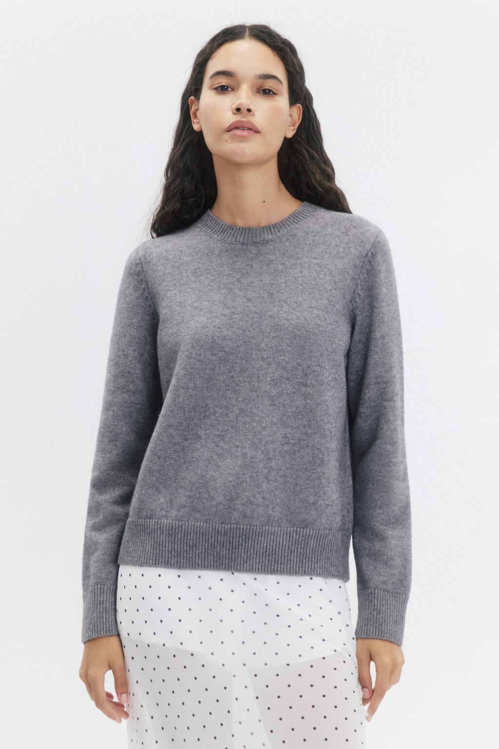 Джемпер вязаный свободного кроя - цвет серый - 1