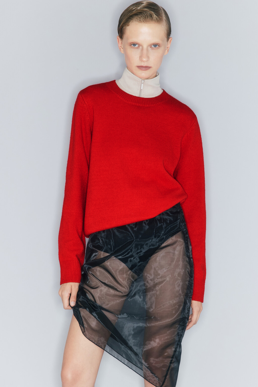Джемпер вязаный свободного кроя - цвет красный - 7