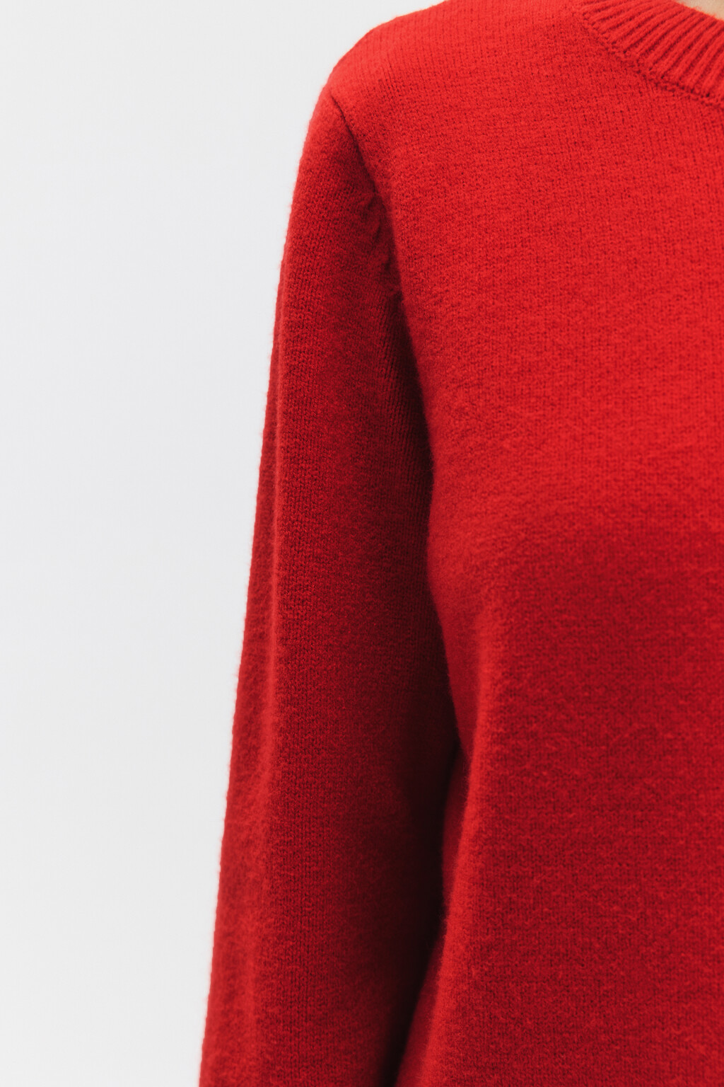 Джемпер вязаный свободного кроя - цвет красный - 8