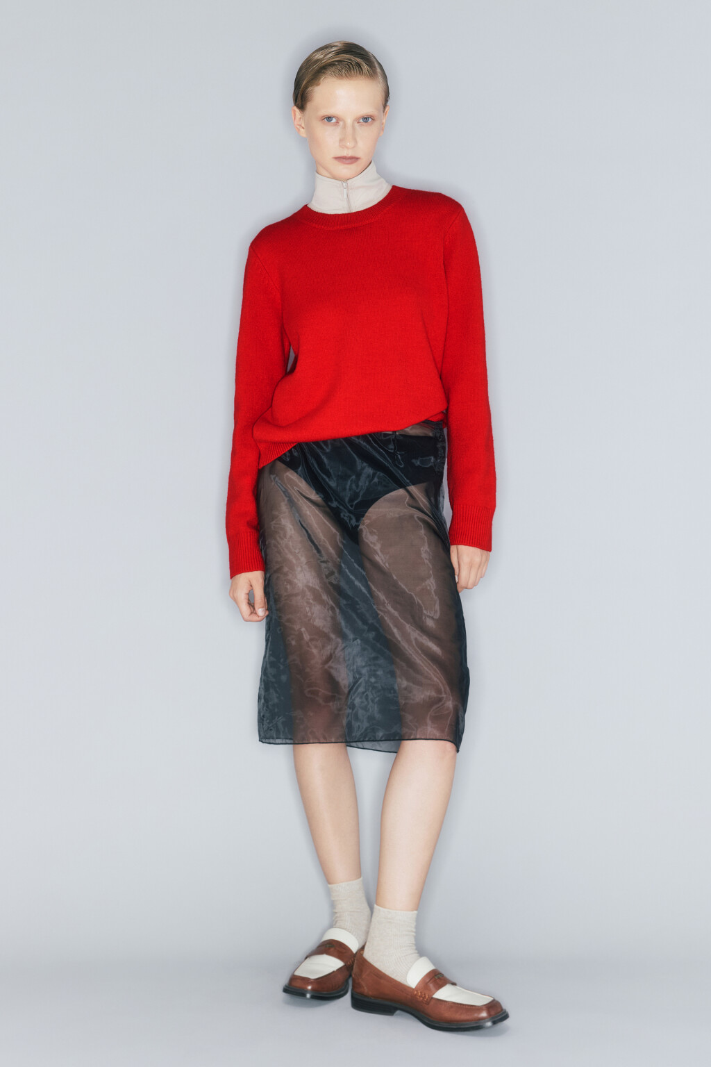 Джемпер вязаный свободного кроя - цвет красный - 5