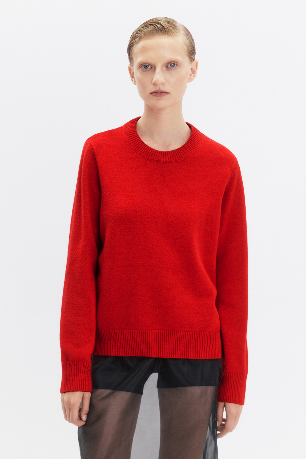 Джемпер вязаный свободного кроя - цвет красный - 2