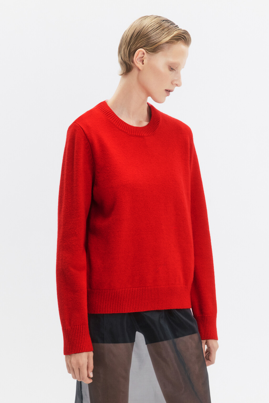 Джемпер вязаный свободного кроя - цвет красный - 3
