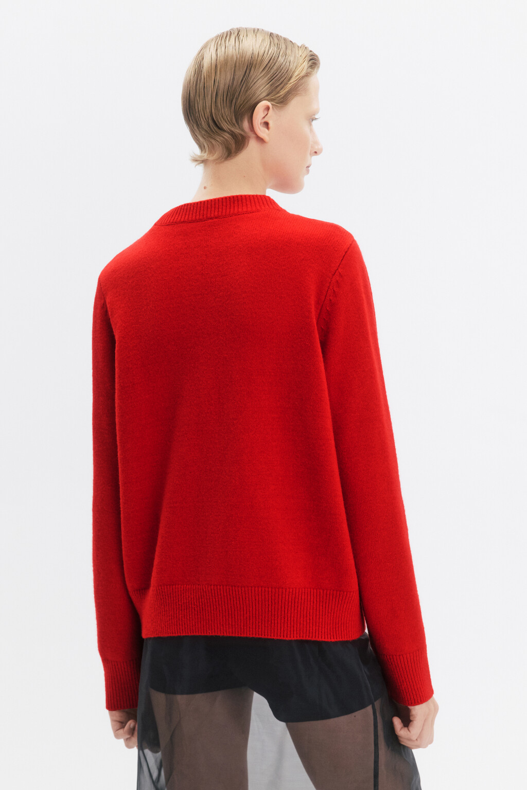 Джемпер вязаный свободного кроя - цвет красный - 4
