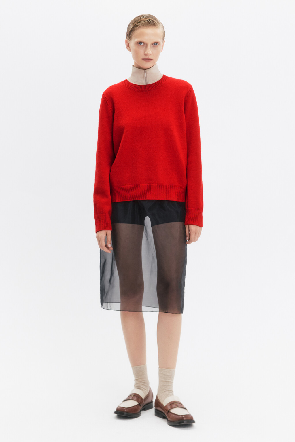 Джемпер вязаный свободного кроя - цвет красный - 9