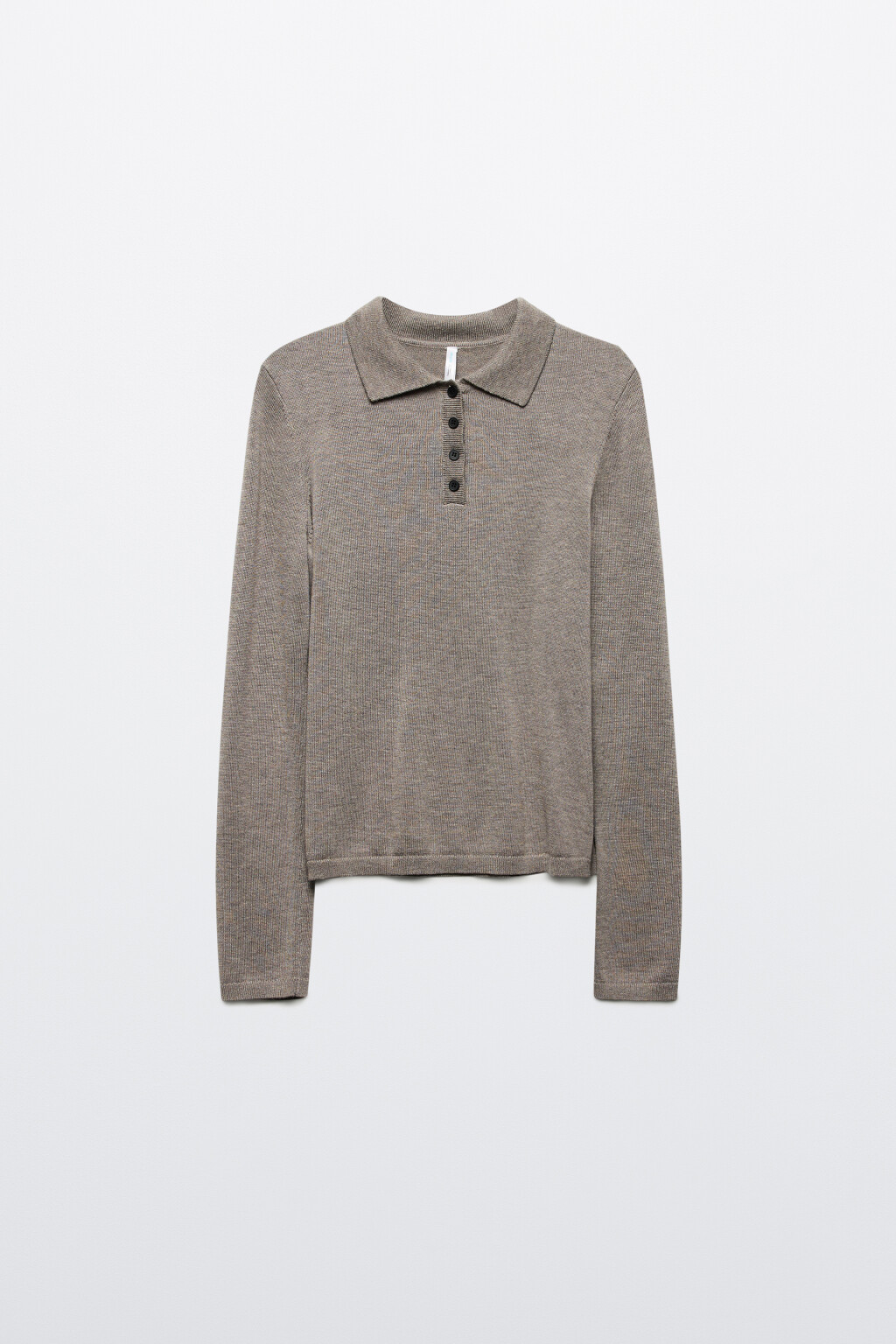 Джемпер тонкой вязки с воротником-поло - цвет бежевый - 9