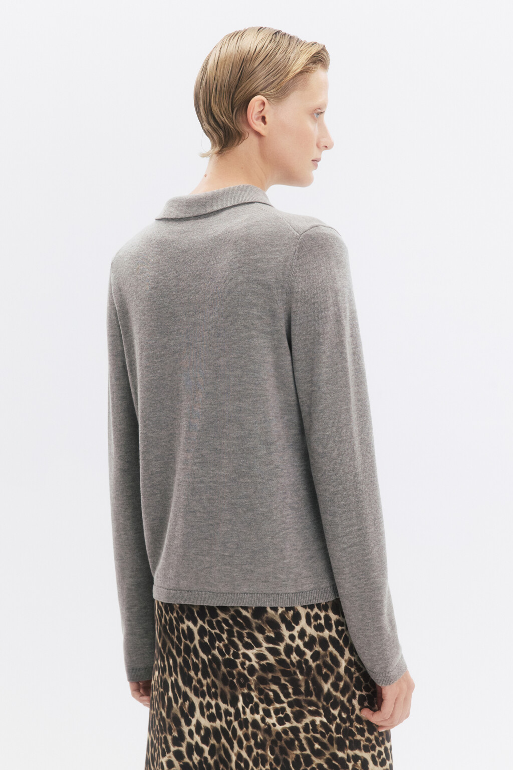 Джемпер тонкой вязки с воротником-поло - цвет бежевый - 5