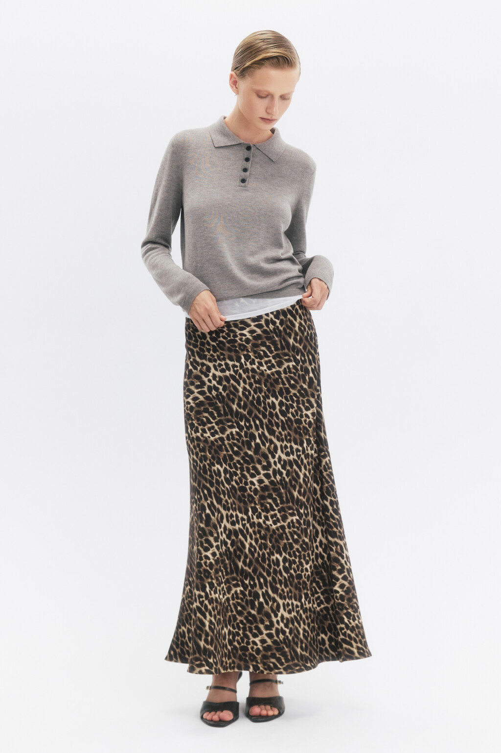 Джемпер тонкой вязки с воротником-поло - цвет бежевый - 6