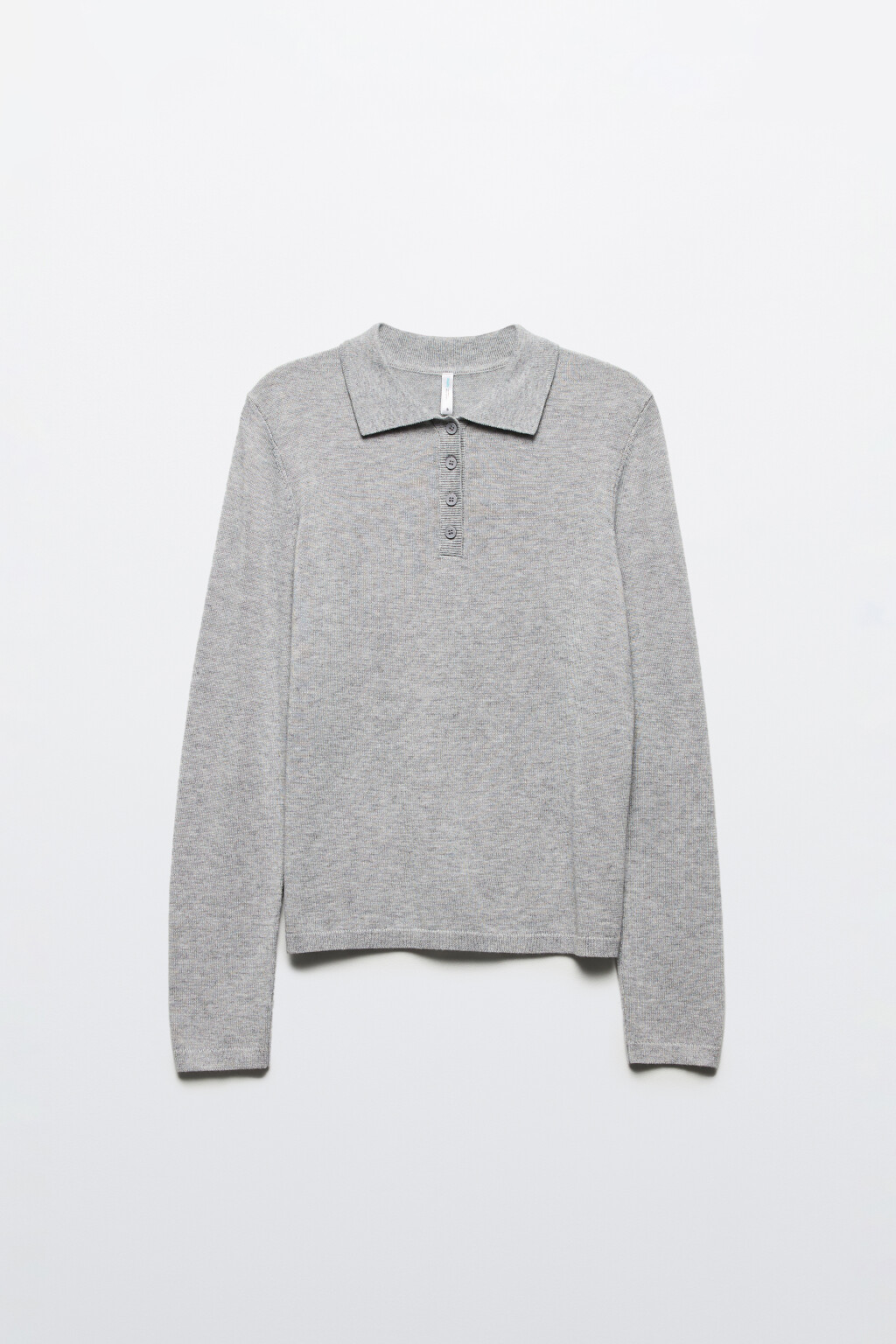 Джемпер тонкой вязки с воротником-поло - цвет серый - 8