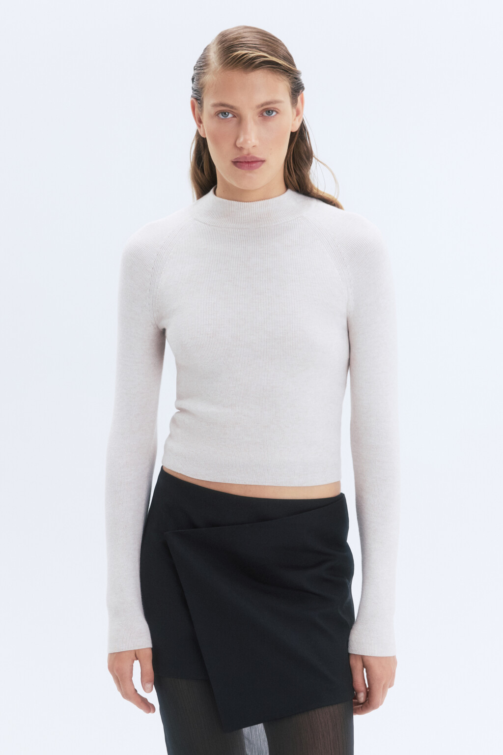 Водолазка вискозная с коротким воротником - цвет бежевый - 2