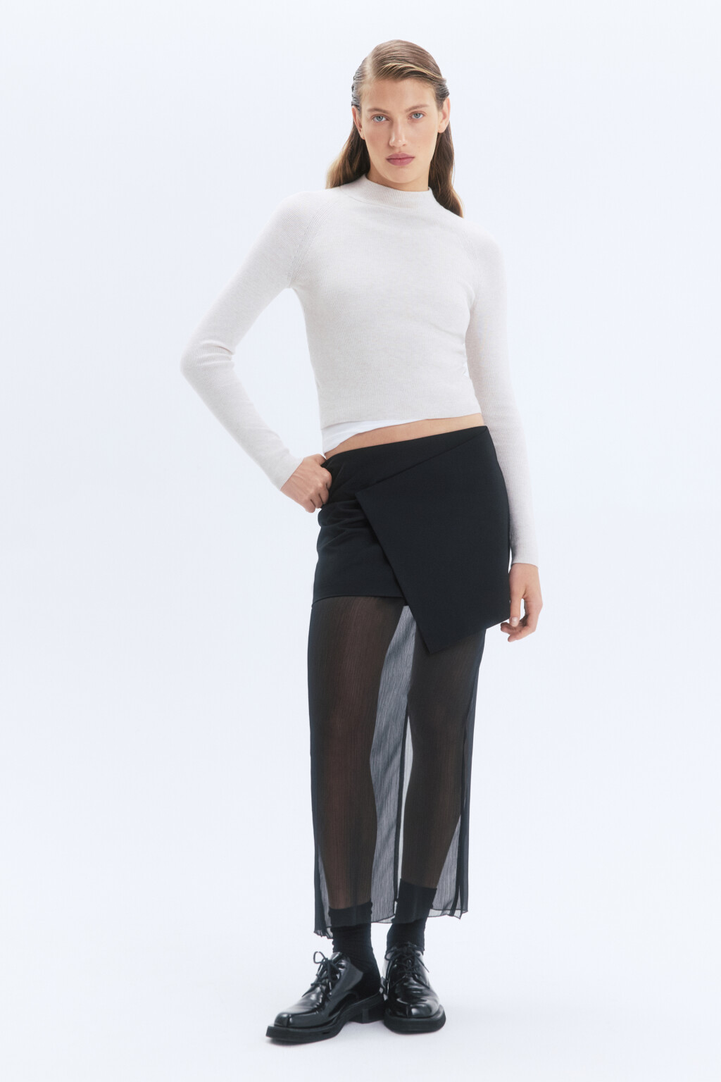 Водолазка вискозная с коротким воротником - цвет бежевый - 5