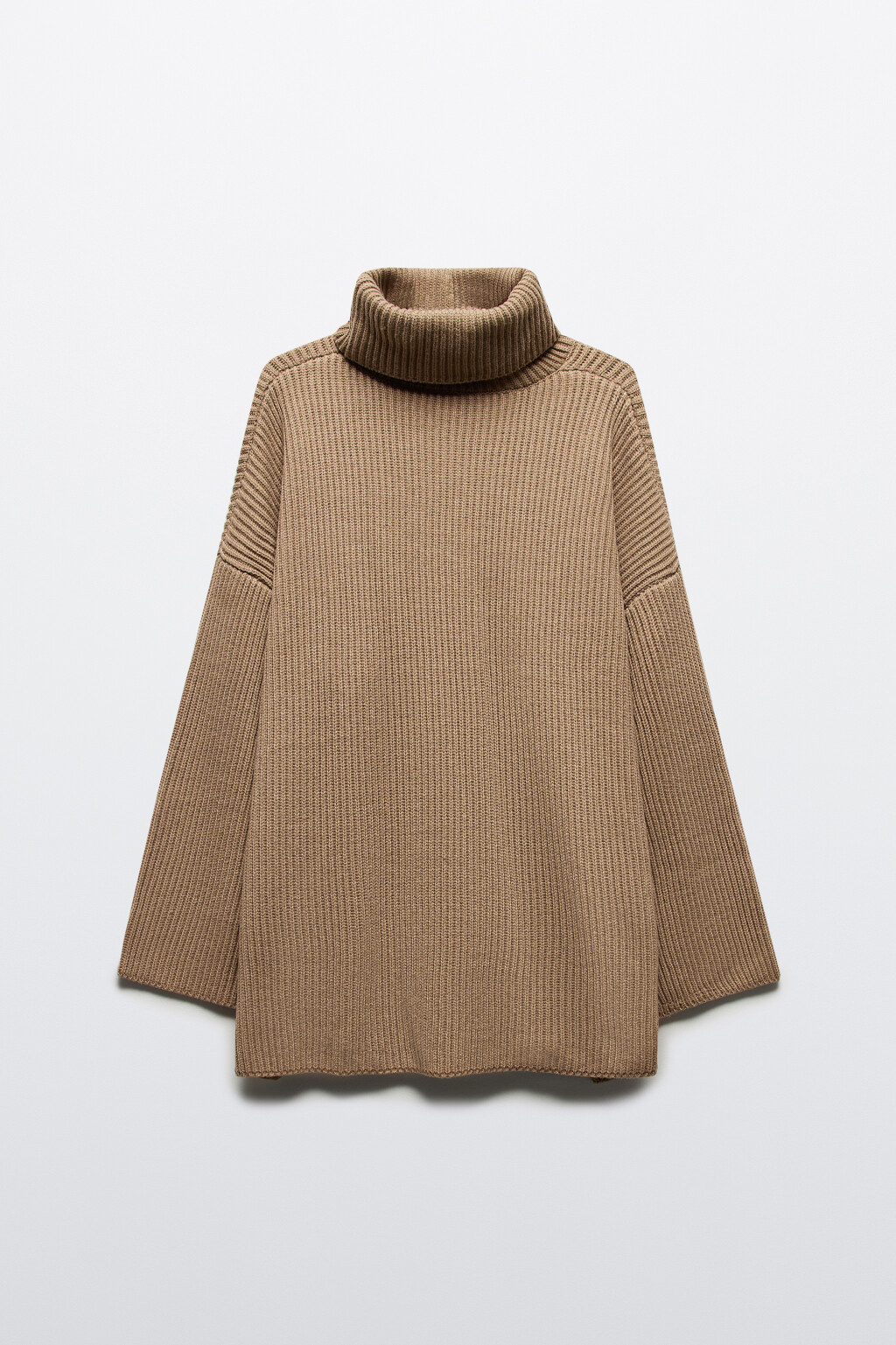 Свитер oversize в рубчик с воротником - цвет бежевый - 9