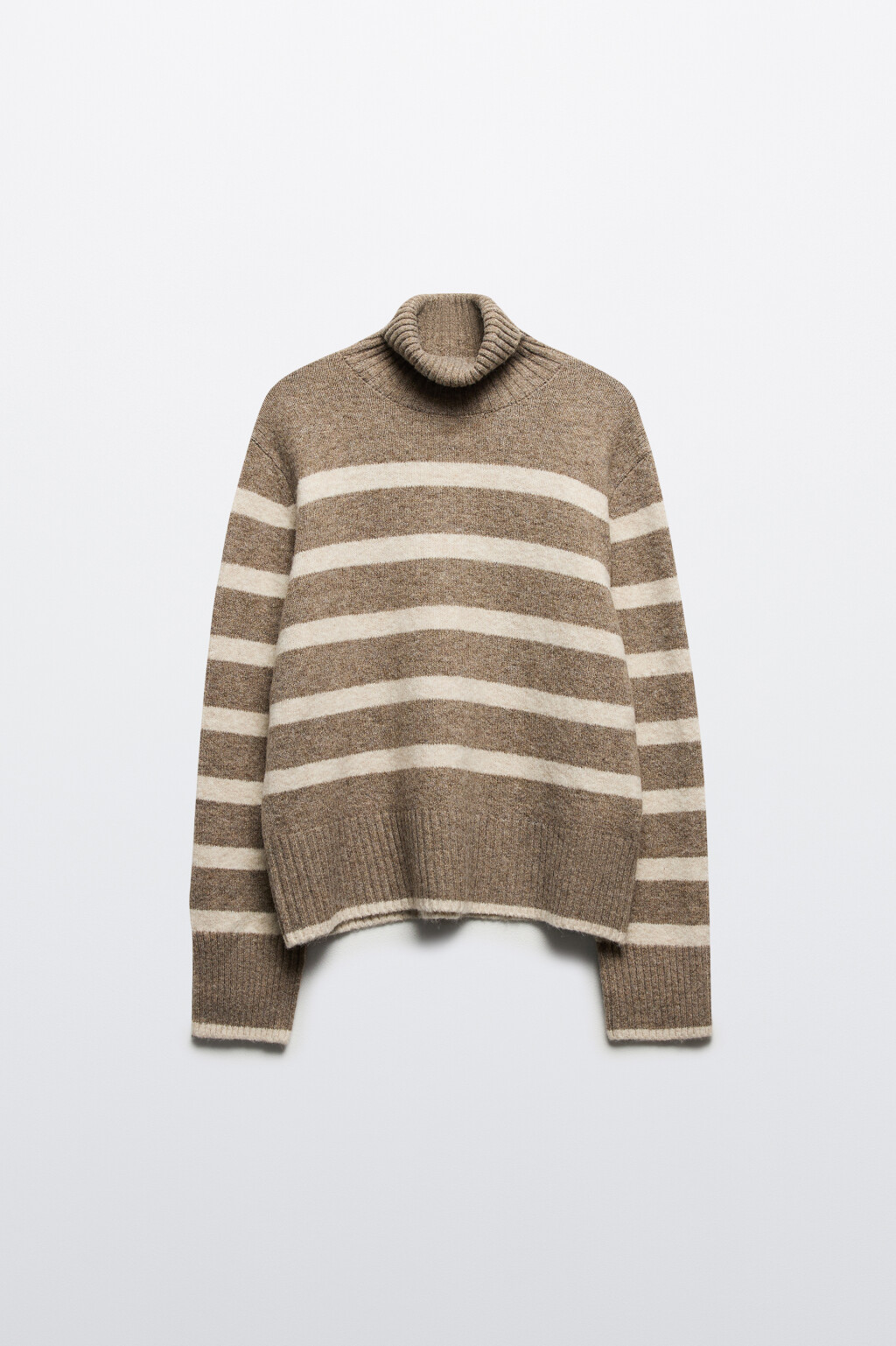 Свитер с горлом укороченный в полоску - цвет бежевый - 9