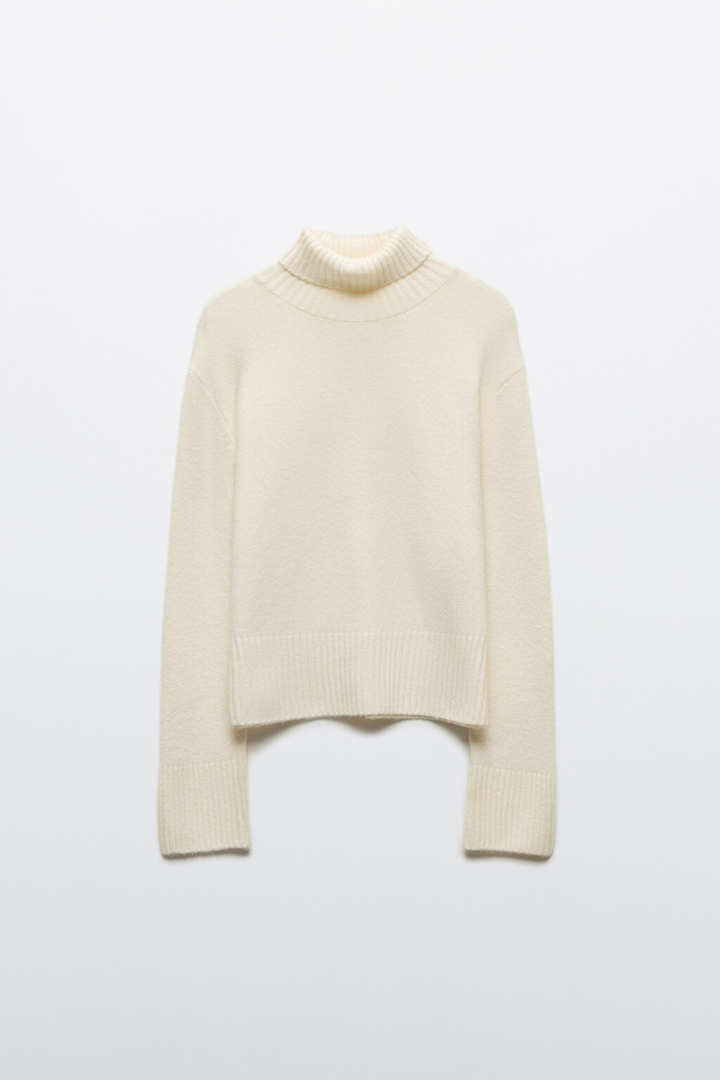 Свитер с горлом укороченный в полоску - цвет молочный - 9